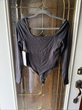 lululemon athletica Black Long-Sleeve Scoop Neck Bodysuit